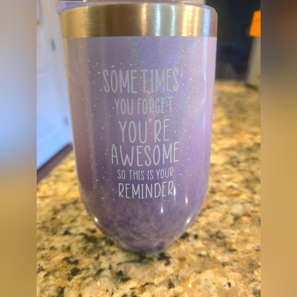 Other - Purple Glitter Tumbler with Inspirational Quote Appreciation Gift